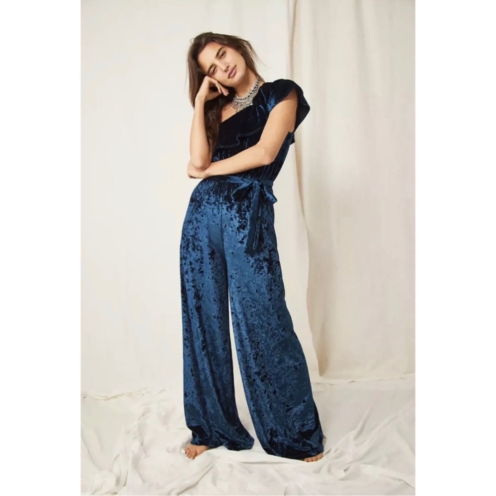 Novella Royale Midnight Blue Velvet Jumpsuit